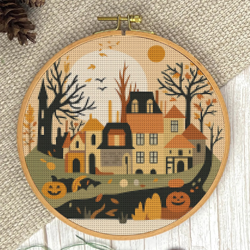  Cross Stitch Kit - Halloween Haunted House | Diy Holiday Ornament | Autumn Town Handicraft  - image 3
