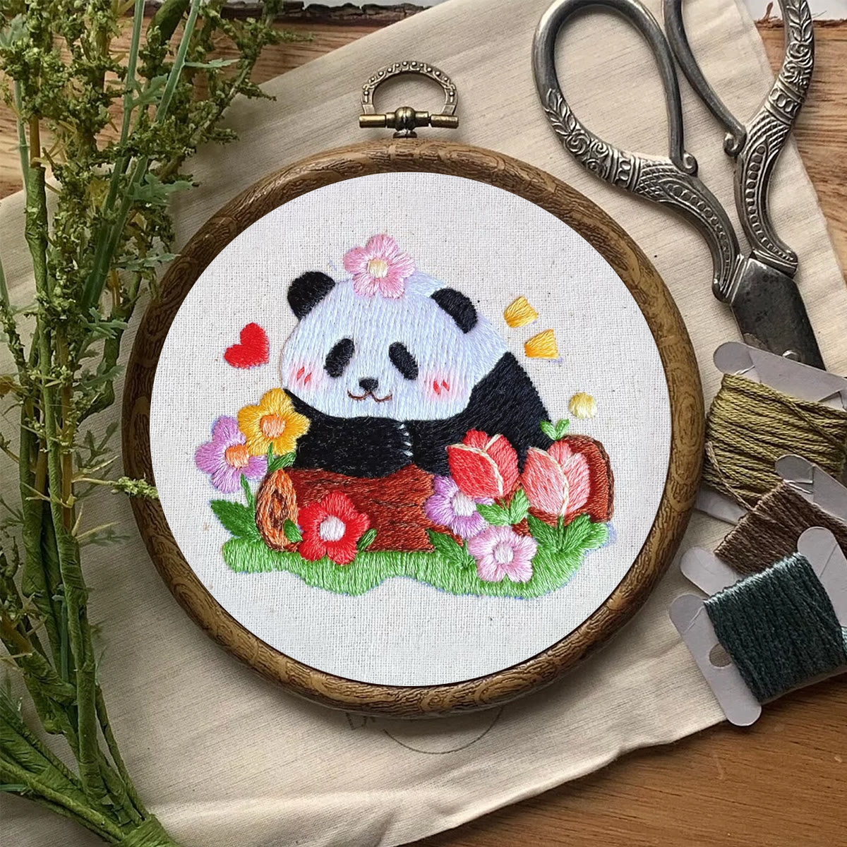 Rubbyoo Embroidery Kit- Cute Panda | Diy Kit For Starter  Hand Stitch - image 8