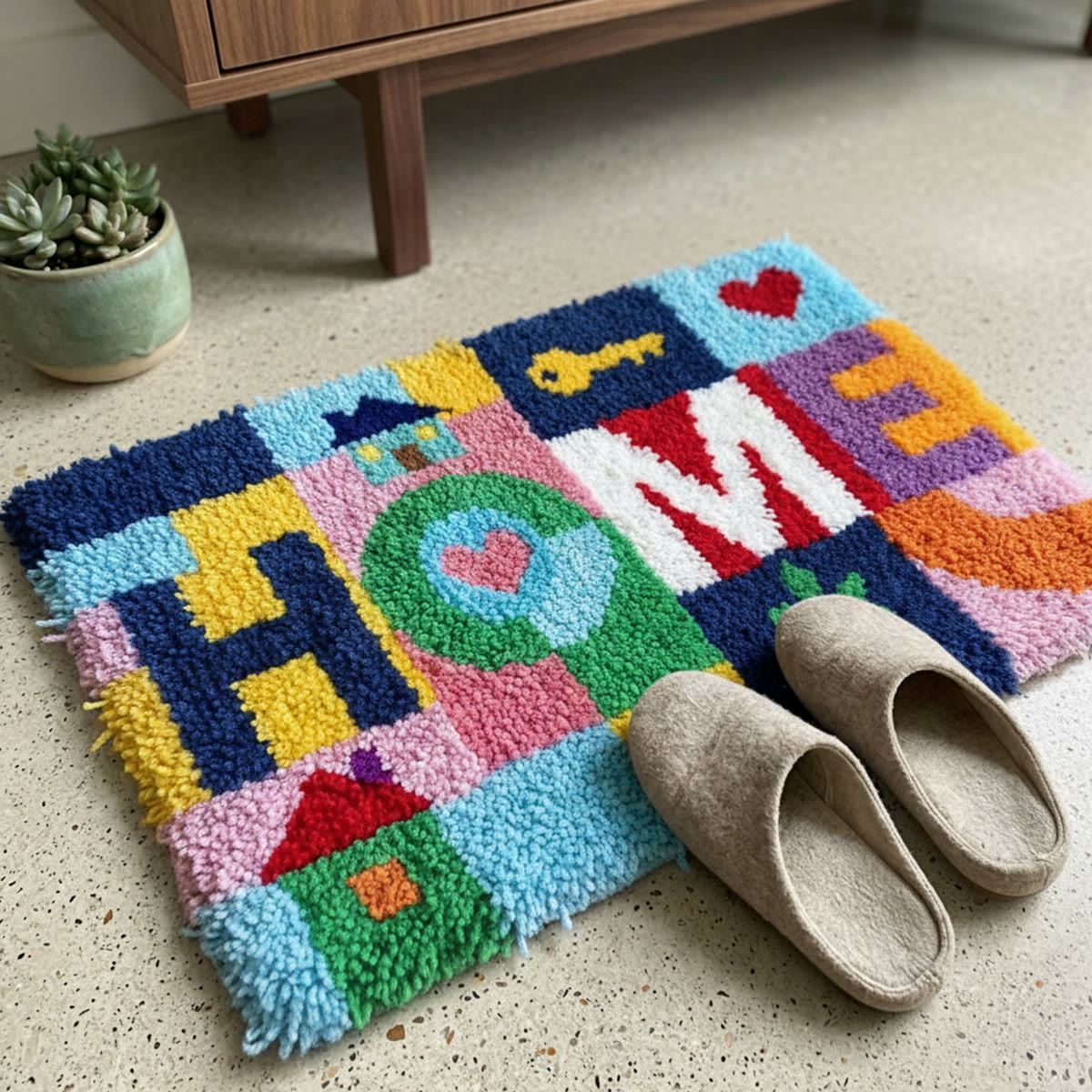 Rubbyoo Latch Hook Rug Kit - Welcome Home | Unique Outdoor Carpet | Diy Housewarming Gift - image 5