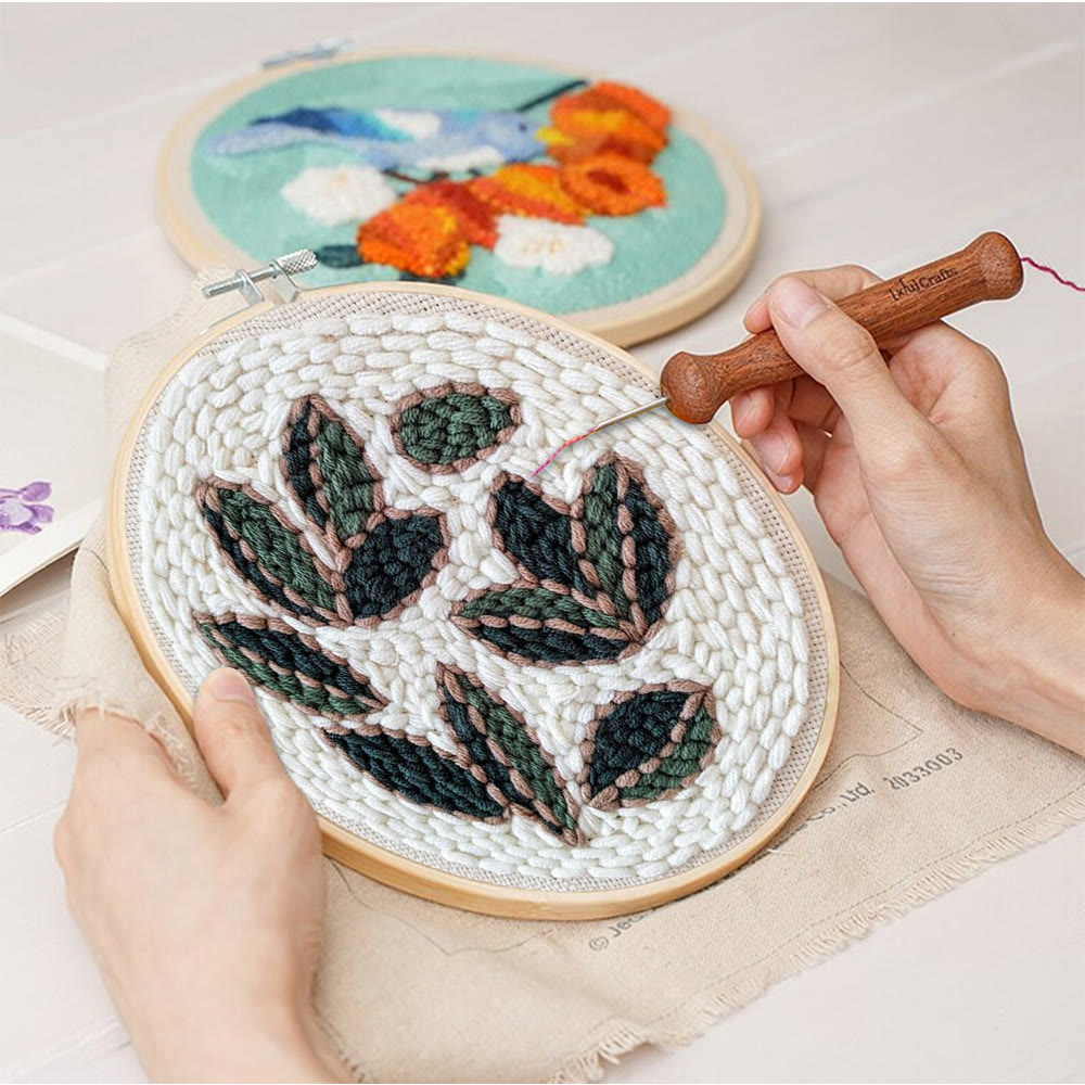 Leaf Punch Needle Kit - Diy Punch Needle Coaster | Handmade Sewing Art  | Beginner Yarn Craft  - image 4