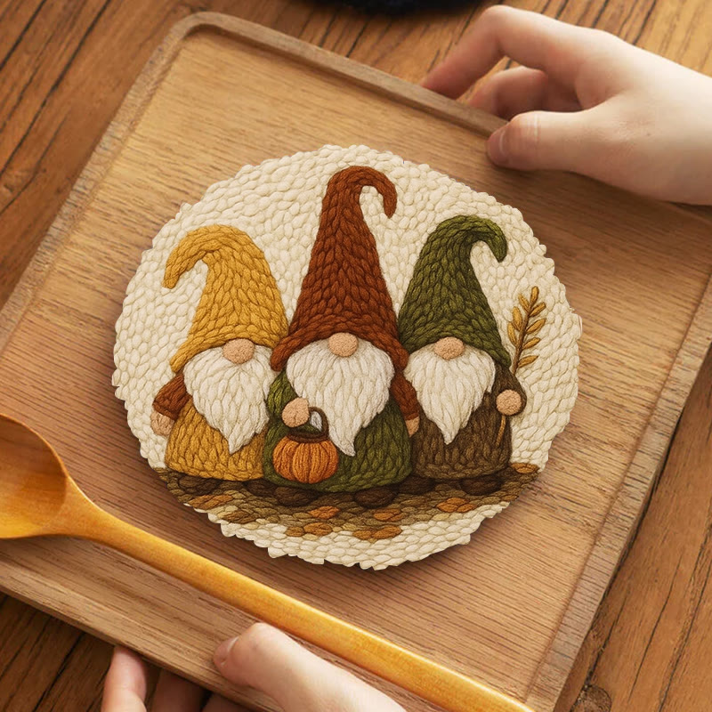 Mysterious Gnome Punch Needle Kit - Spooky Halloween Craft | Diy Needle Art - 5 inch Coaster Kit - image 12