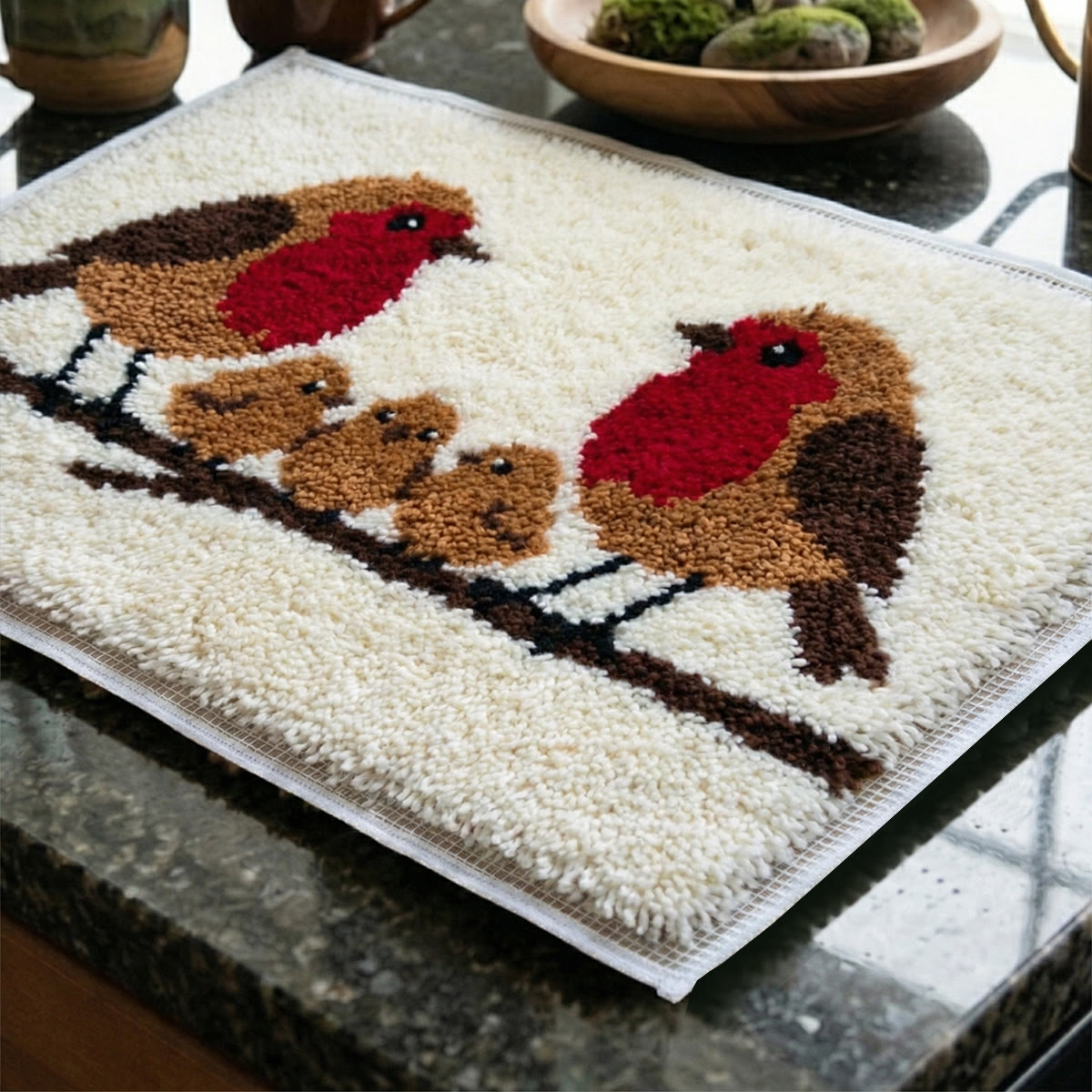 Rubbyoo Latch Hook Rug Kit - A Nestled Bird Family | Versatile Hooked Carpet | Creative Home Ornament - image 7