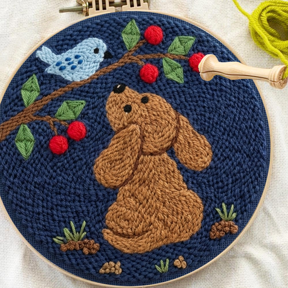 Cute Dog And Blue Bird Punch Needle Kit - Cozy Home  Decor | Personalized Gift For Crafters - image 7