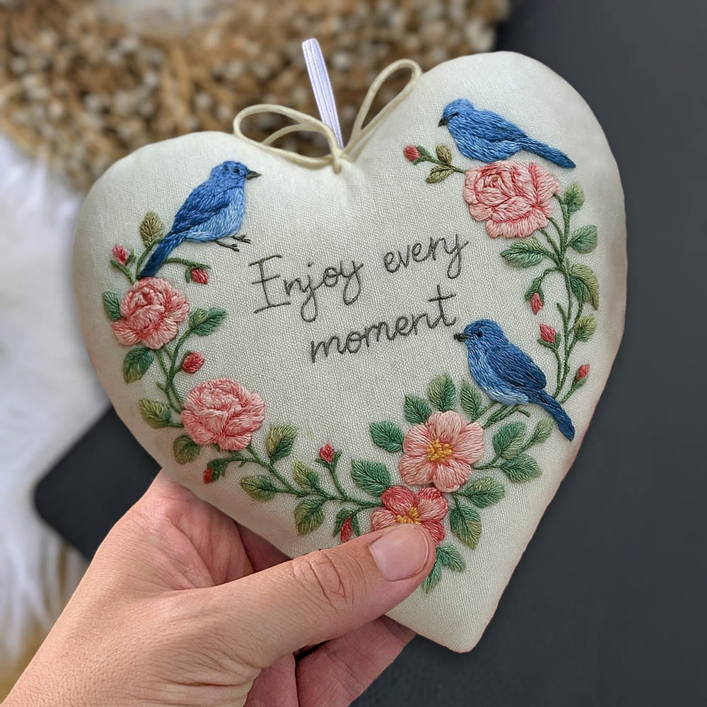 Rubbyoo Heart Embroidery Kit - Enjoy Every Moment | Handmade Wall Decor | Perfect Gift For Crafter - image 4