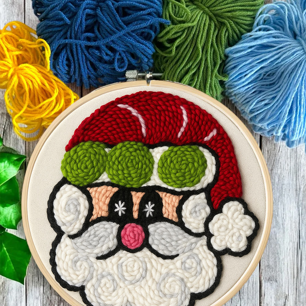  Santa Claus Punch Needle Kit - Adorable Christmas Craft | Perfect Handmade Holiday Gift - image 4