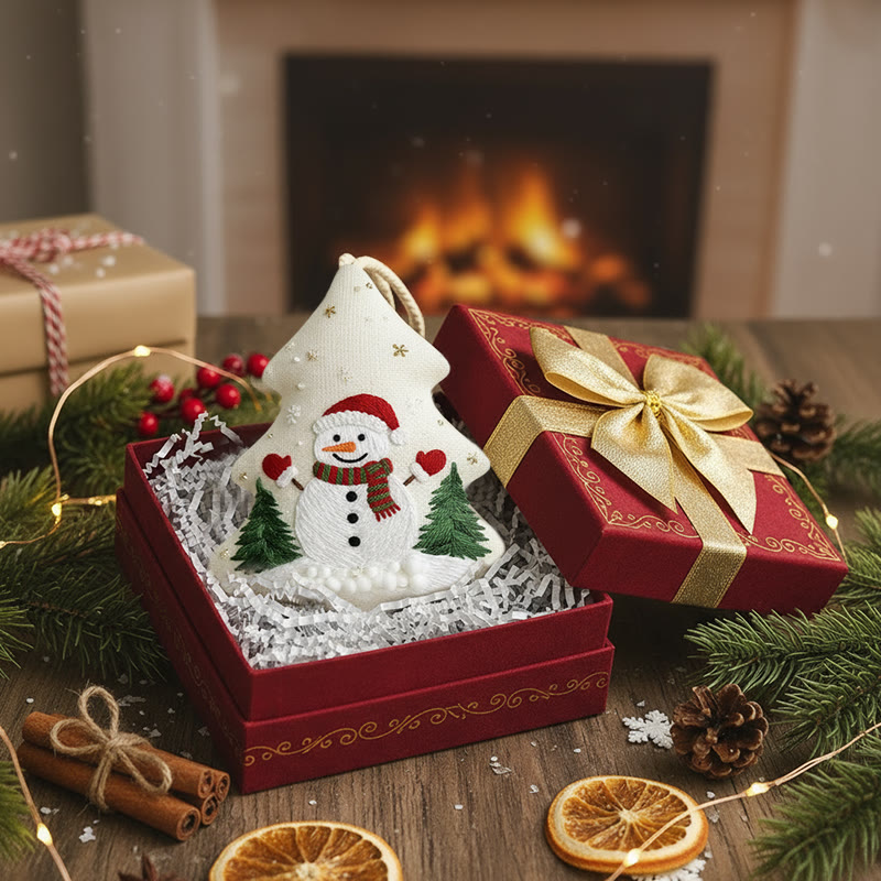 Rubbyoo Tree-shaped Embroidery Kit - Snowman Tree Charm | Festive Handmade | Charming Holiday Gift - image 4