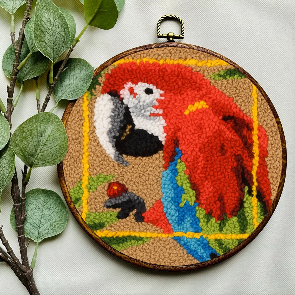 Scarlet Macaw Punch Needle Kit - Artisan-crafted Art | Tropical-themed For Diy Enthusiasts - image 4