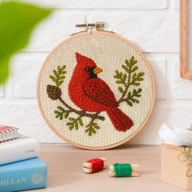 Red Cardinal Punch Needle Kit - Needlework For Beginner | Handmade Craft For Bird Lovers - image 8