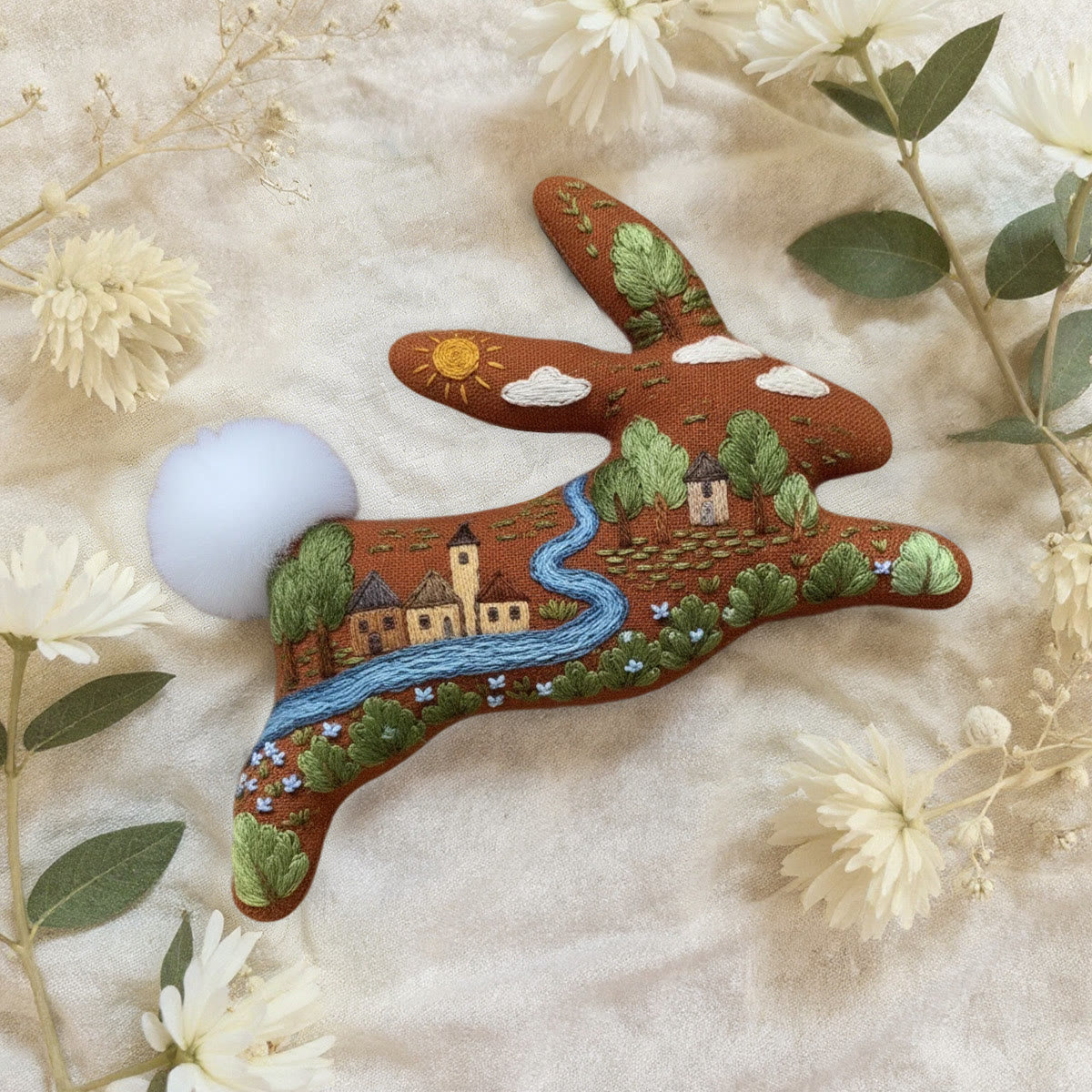 Rubbyoo Rabbit Embroidery Kit - Happy Town |  Diy Landscape Craft | Perfect Home Decor - image 7