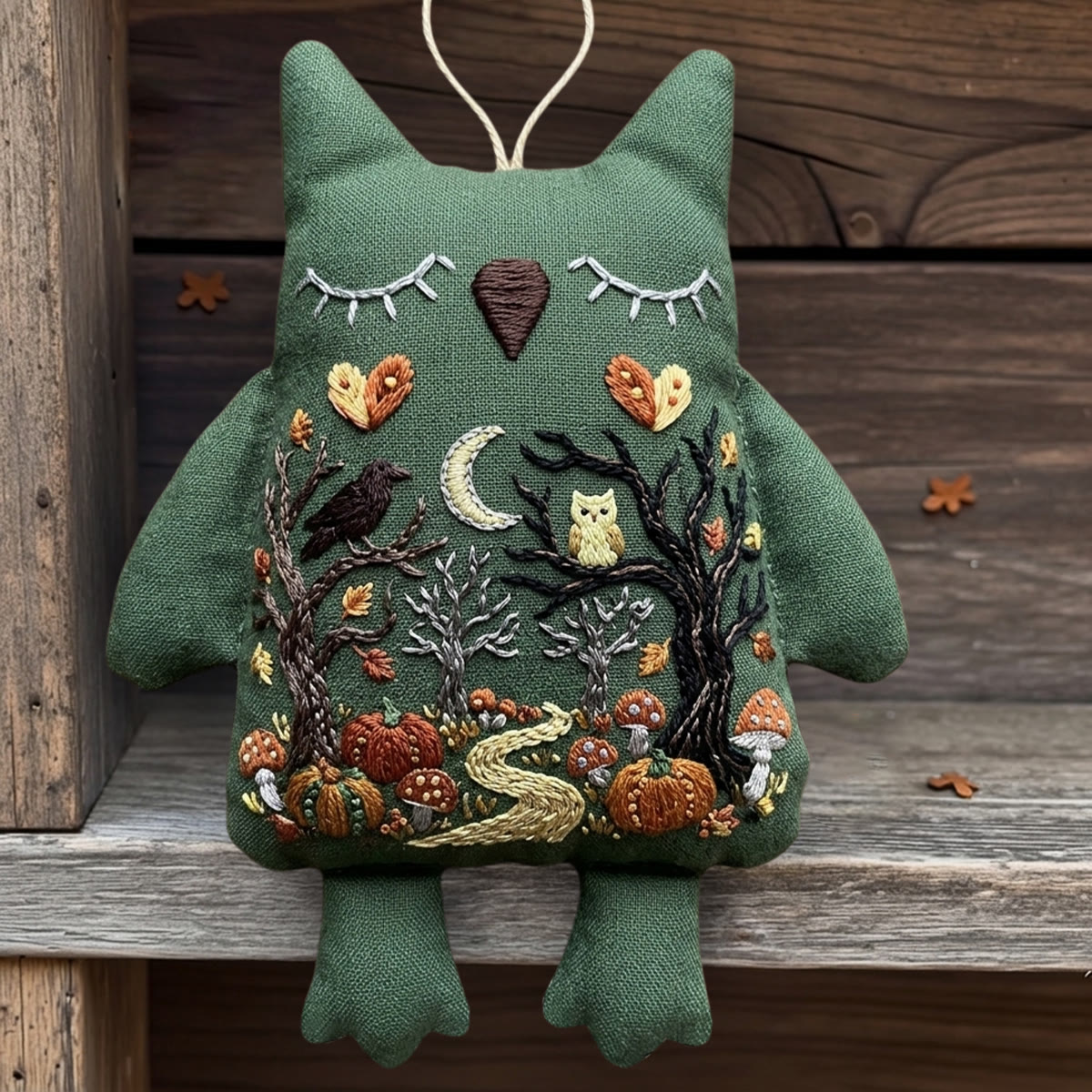 Rubbyoo Owl Embroidery Kit -  Mysterious Pumpkin Woodland | Diy Whimsical Halloween Home Accent | Spooky Forest Night Craft - image 5