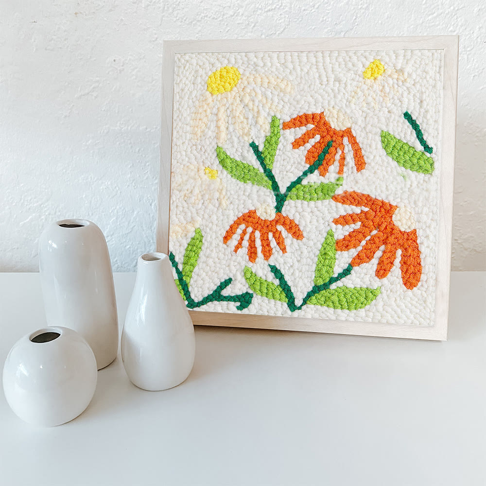 Little Flowers Square Punch Needle Kit - Diy Yarn Craft | Handmade Floral Ornament  - image 7