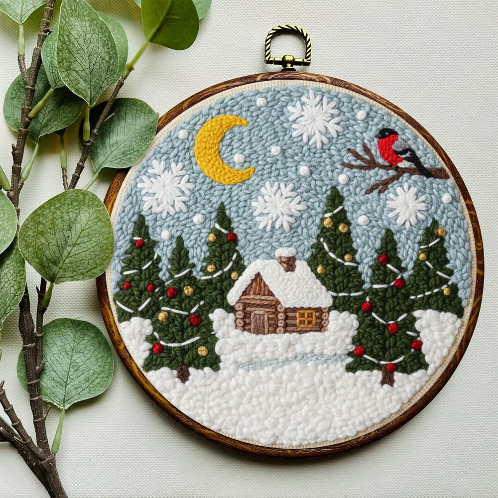 Christmas Snow Cottage Punch Needle Kit – Beginner Craft | Charming Christmas Wall Decor - image 3