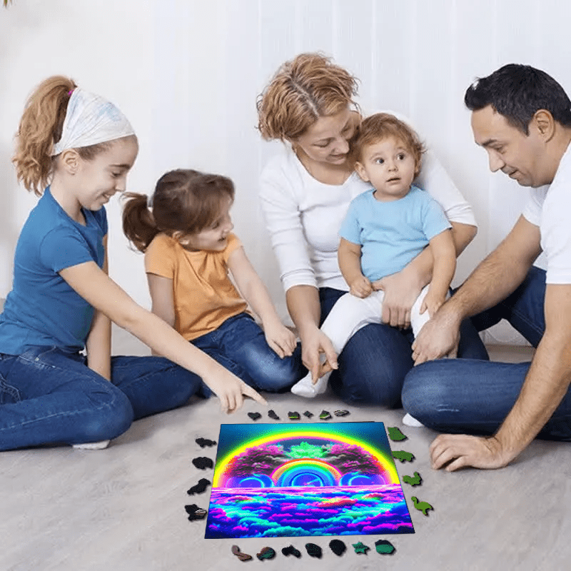 Rainbow Bliss Midjourney - Wooden Jigsaw Puzzle