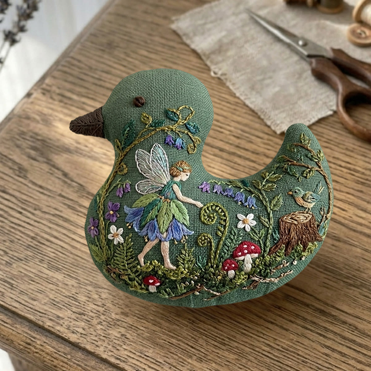 Rubbyoo Duck Embroidery Kit - Forest Fairy And Red Mushrooms | Whimsical Gift For Fantasy Lovers | Enchanted Woodland Hanging Decor - image 6