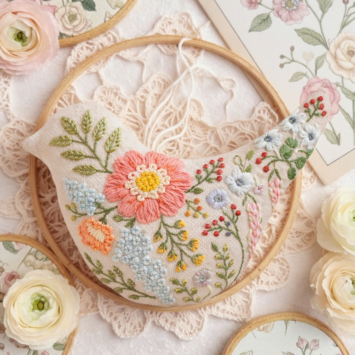 Rubbyoo Bird-shaped Embroidery Kit - Wildflower Garden Design | Diy Handmade Gift For Mom | Whimsical Wall Decor - image 5