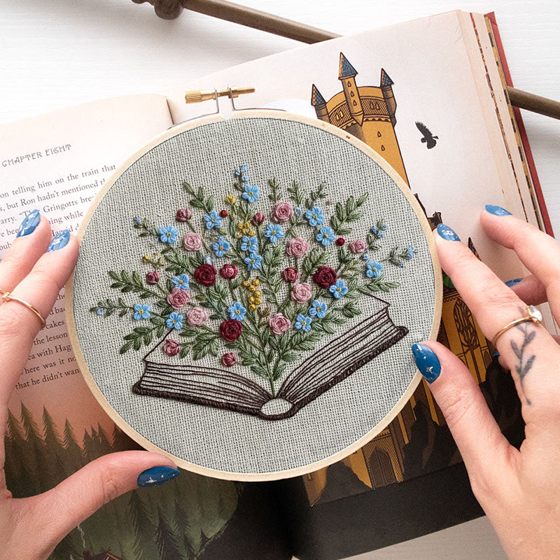 Rubbyoo Embroidery Kit - Blooming Book Bouquet | Handcrafted Floral Art | Perfect For Craft Lovers - image 7