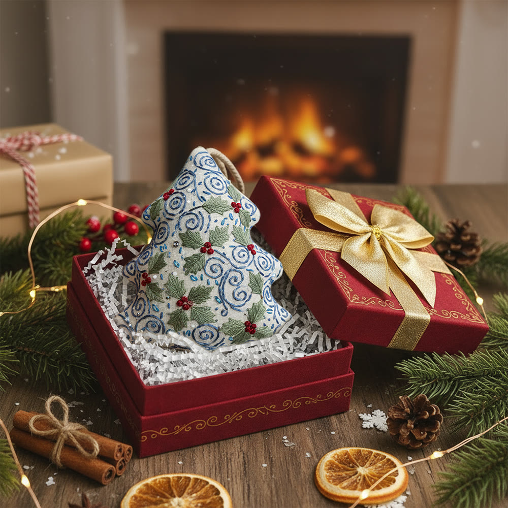 Rubbyoo Tree-shaped Embroidery Kit - Swirling Holly | Easy Diy Craft For Beginners | Exquisite Hanging Embroidery - image 4