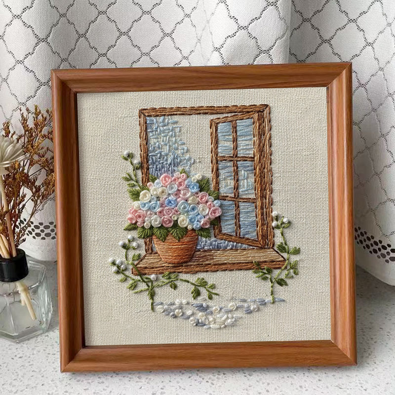Rubbyoo Embroidery Kit - Charming Window | Handmade Hoop Art | Housewarming Gift Idea - Embroidery Kit Plus An Extra Frame - image 9