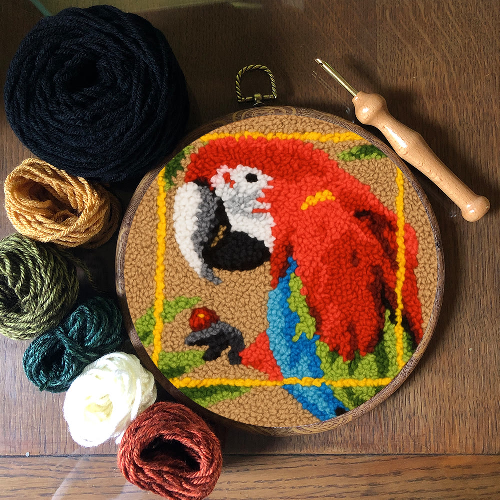 Scarlet Macaw Punch Needle Kit - Artisan-crafted Art | Tropical-themed For Diy Enthusiasts - image 5