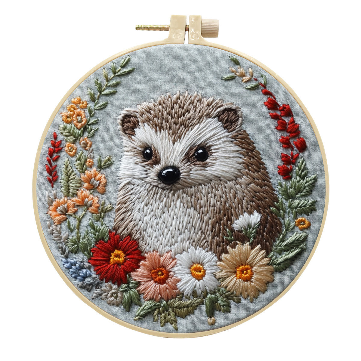 Rubbyoo Embroidery Kit - Adorable Hedgehog | Diy Animal Craft | Handmade Hoop Art  - 15*15cm - #4 - image 5