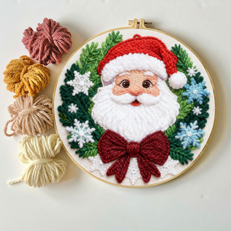 Happy Santa Claus Punch Needle Kit - Diy Beginner Handicraft | Christmas Tree Hanging Art - image 5