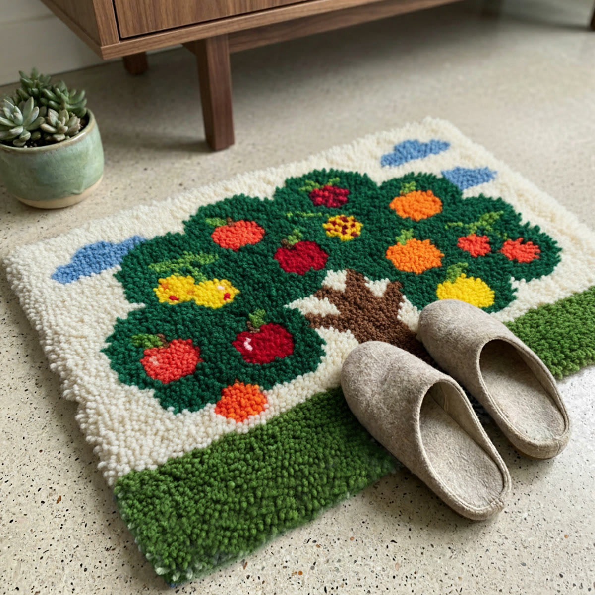 Rubbyoo Latch Hook Rug Kit - Apple Tree | Handmade Outdoor Mat | New Home Gift  - image 4