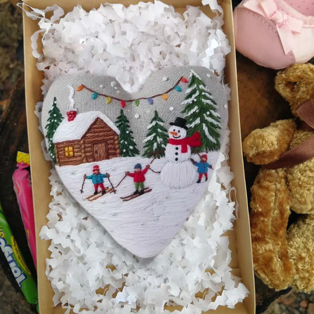 Rubbyoo Heart Embroidery Kit - Winter Snowman | Christmas Handmade Decor | Diy Holiday Gift - image 5