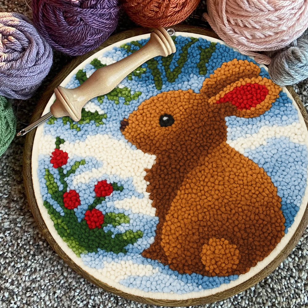 Winter Bunny Punch Needle Kit - Artisan-crafted Piece | Seasonal Decor - image 12