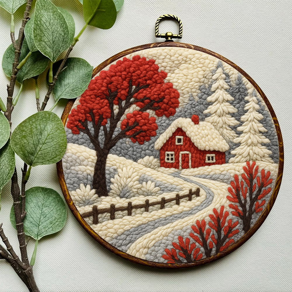 Winter Cottage Punch Needle Kit – Perfect Gift for Craft Lovers | Scenic Handmade Home Decor - image 8