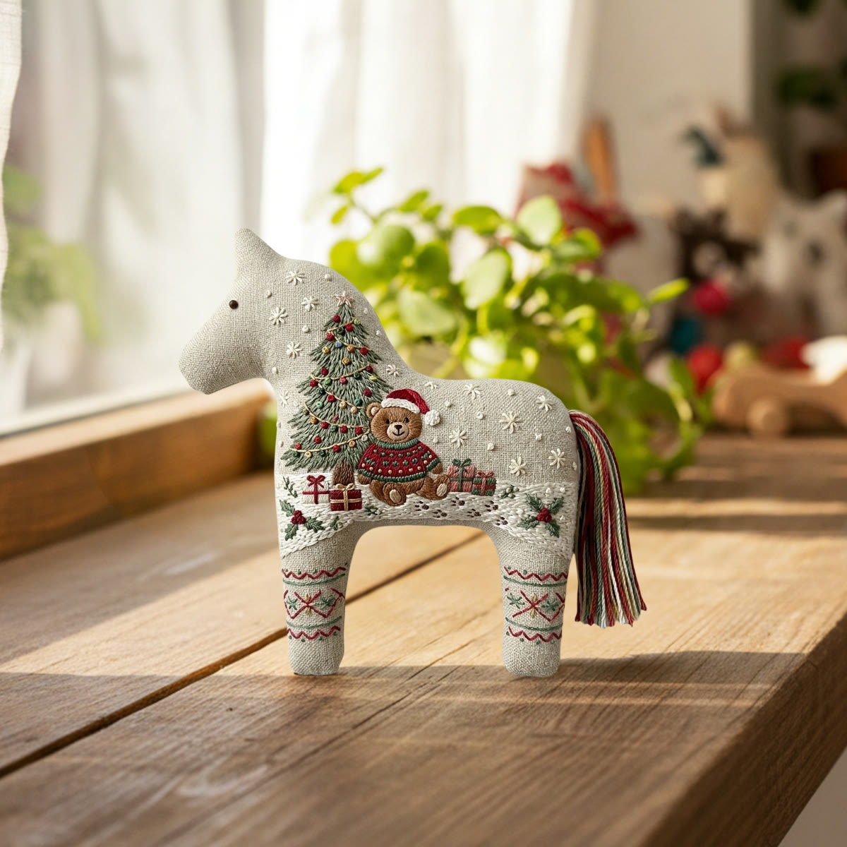 Rubbyoo Dala Horse Embroidery Kit - Winter Woodland Teddy Bear | Christmas Cozy Craft Gift | Ideal Newborn Keepsake - image 6