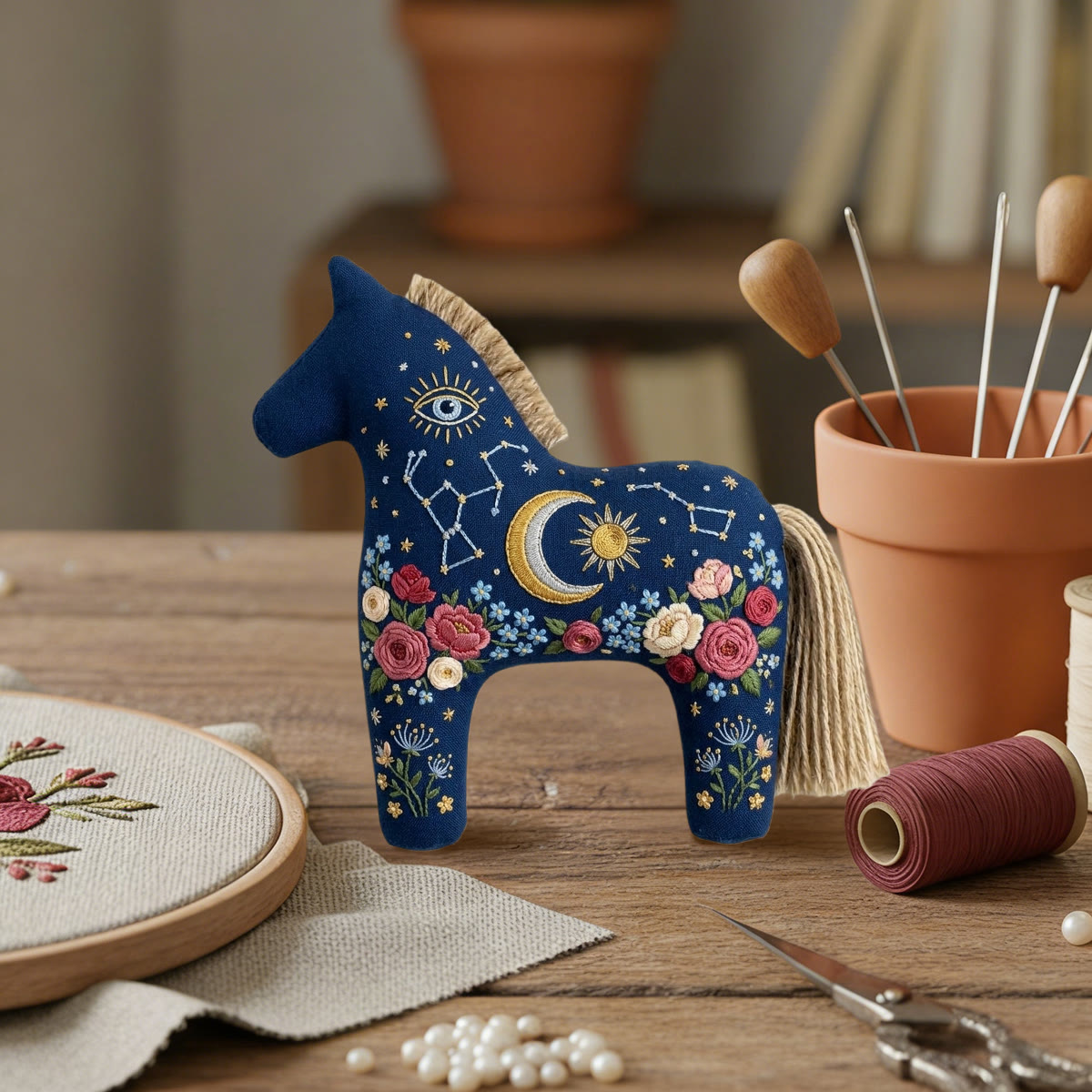 Rubbyoo Dala Horse Embroidery Kit - Sun And Moon | Unique Birthday Gift | Celestial Aesthetics Accessory - image 6
