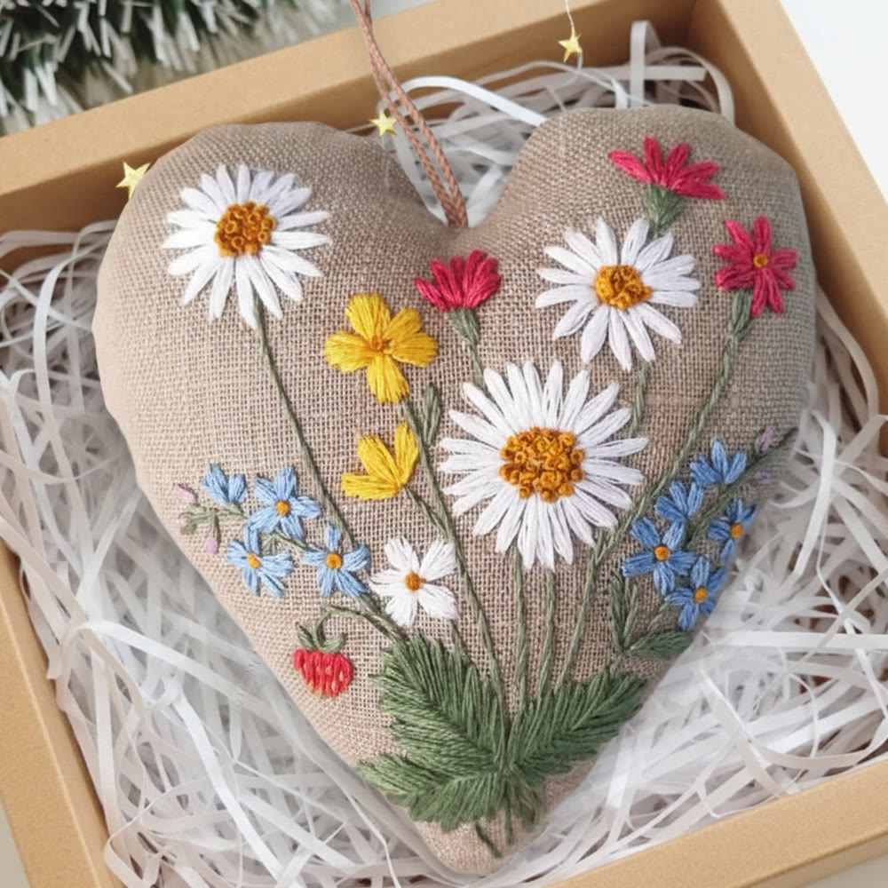 Rubbyoo Heart Embroidery Kit - Daisy Wildflower With Strawberry Motif | Beginner-easy Diy | Delightful Gifting Option - image 6
