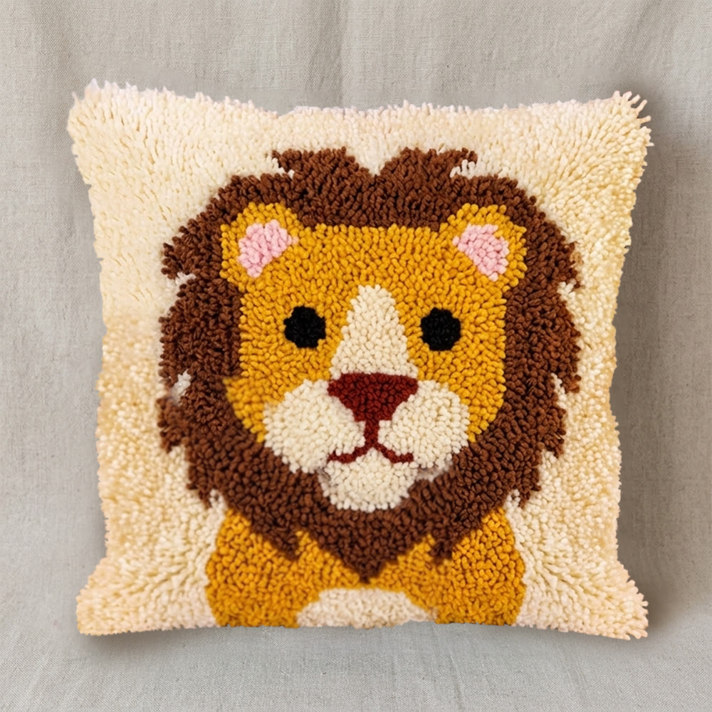 Rubbyoo Latch Hook Pillow Kit - Cute Lion | Handmade Sofa Decoration | Diy Cushion Cover  - image 7