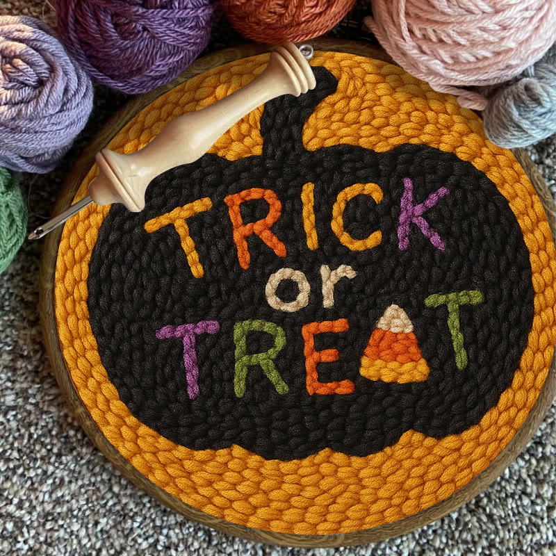 Trick Or Treat Punch Needle Kit - Creative Halloween Wall Decor | Diy Yarn Handmade Art - image 9