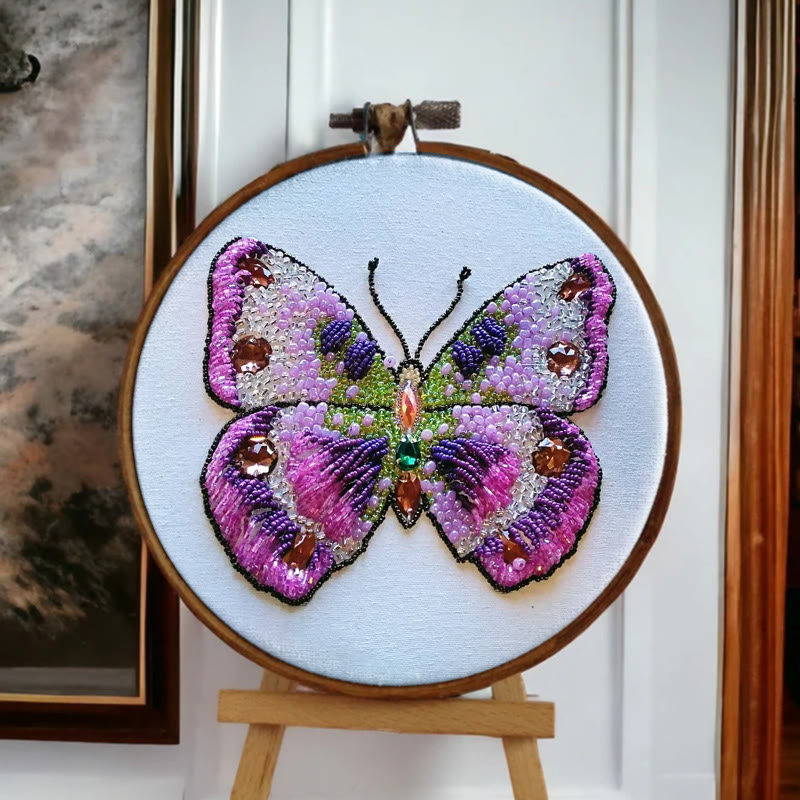 Rubbyoo Bead Embroidery Kit - Pink Butterfly | Diy Decorative Handcraft | Thoughtful Birthday Gift - image 6