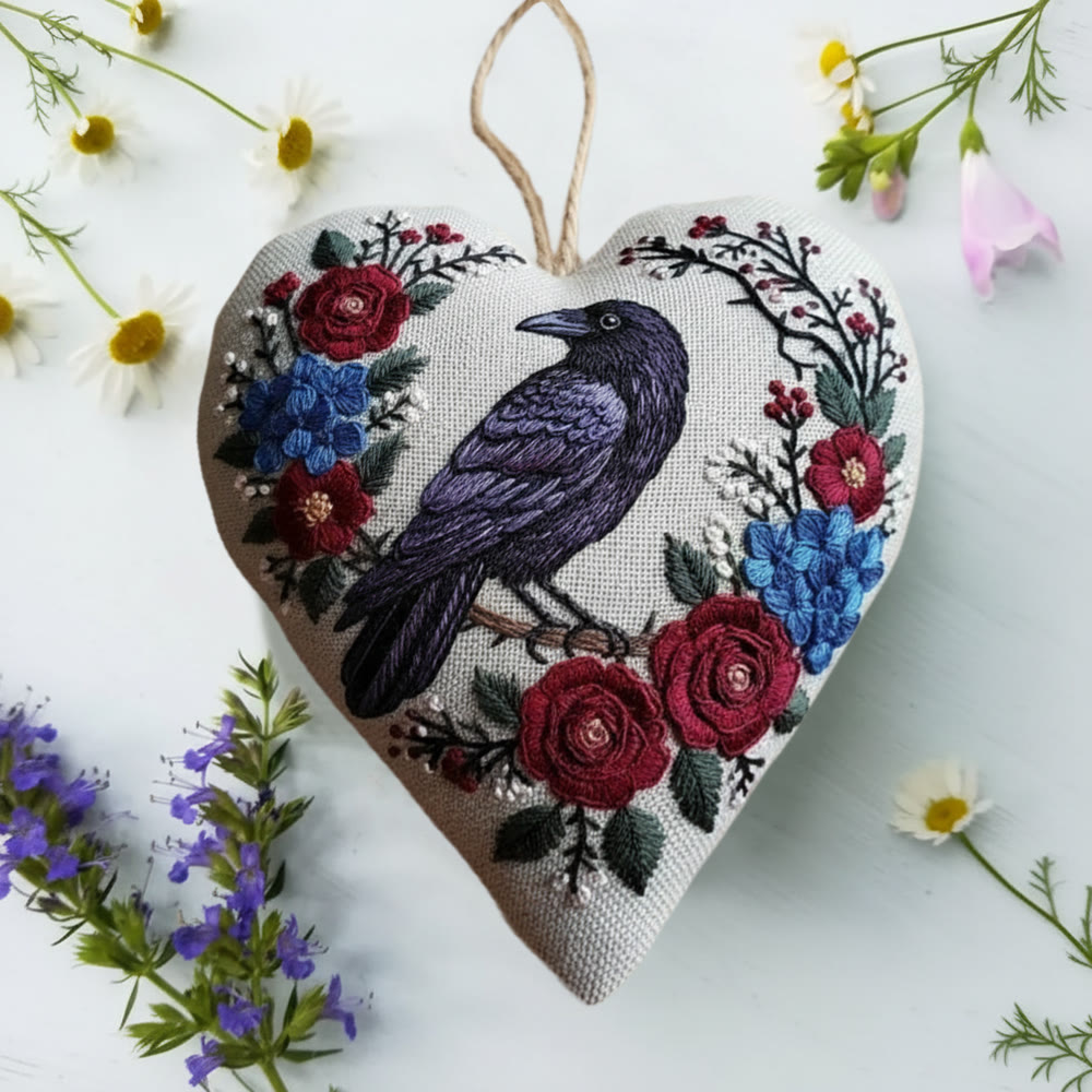 Rubbyoo Heart Embroidery Kit - Raven And Rose Wreath | Mysterious Craft | Elegant Home Accent - image 7
