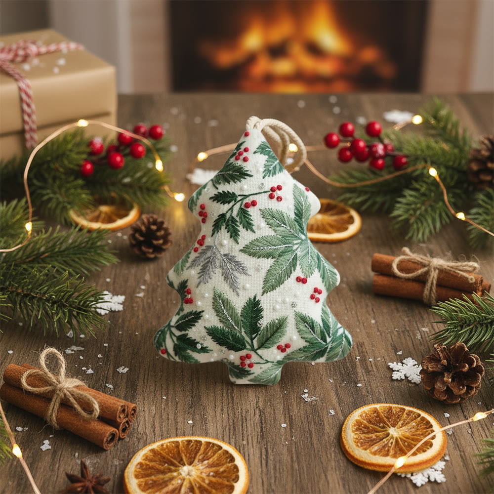 Rubbyoo Tree-shaped Embroidery Kit - Holly Leaves | Christmas Tree Ornaments | Holiday Party Gift - image 7