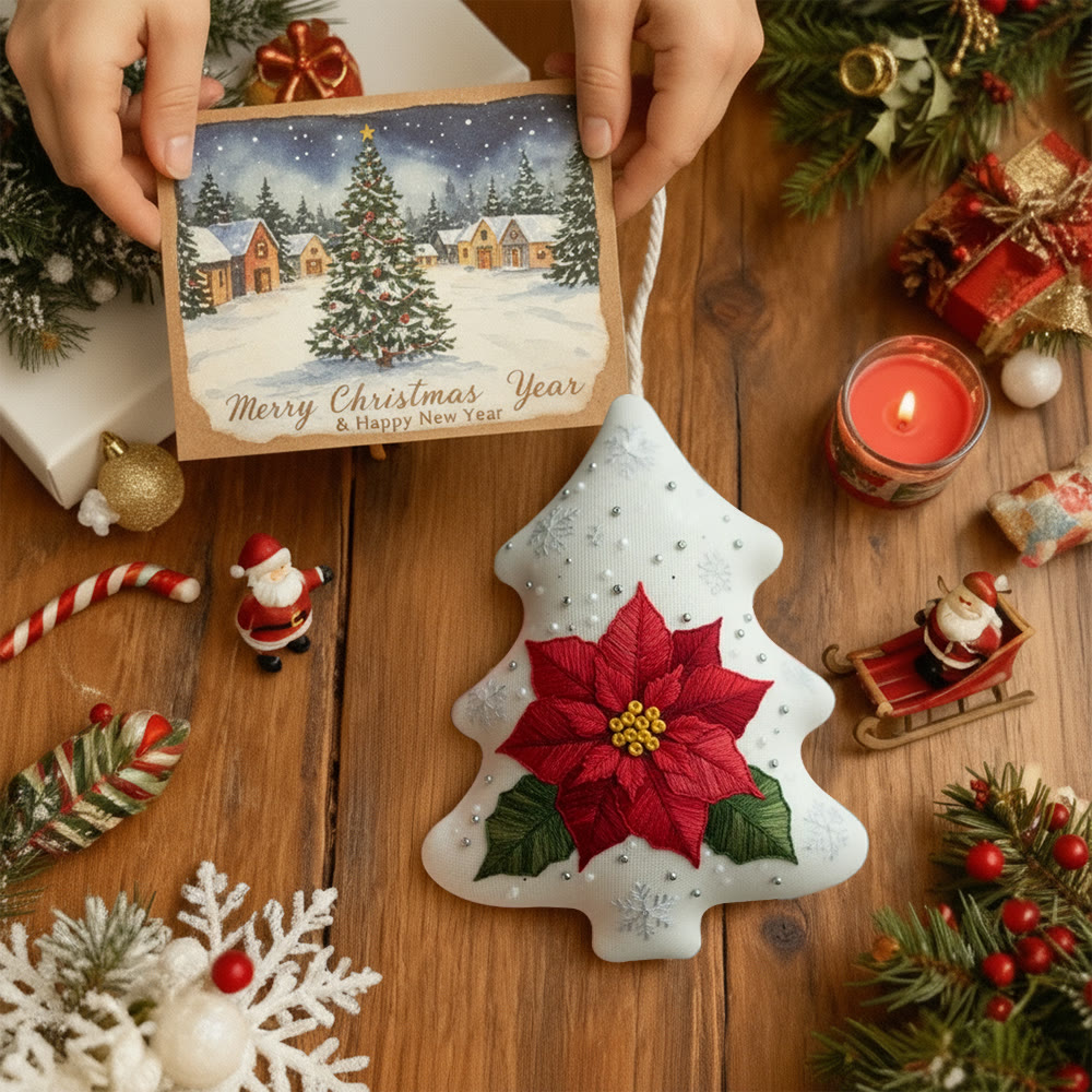 Rubbyoo Tree-shaped Embroidery Kit - Poinsettia | Beginner Friendly Handicraft | Diy Holiday Collection - image 4