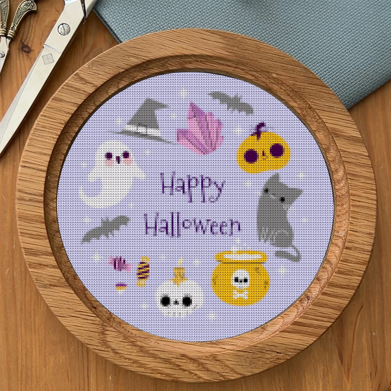  Cross Stitch Kit - Happy Halloween | Halloween Stitch Artwork | Diy Holiday Craft For Decoration - image 8