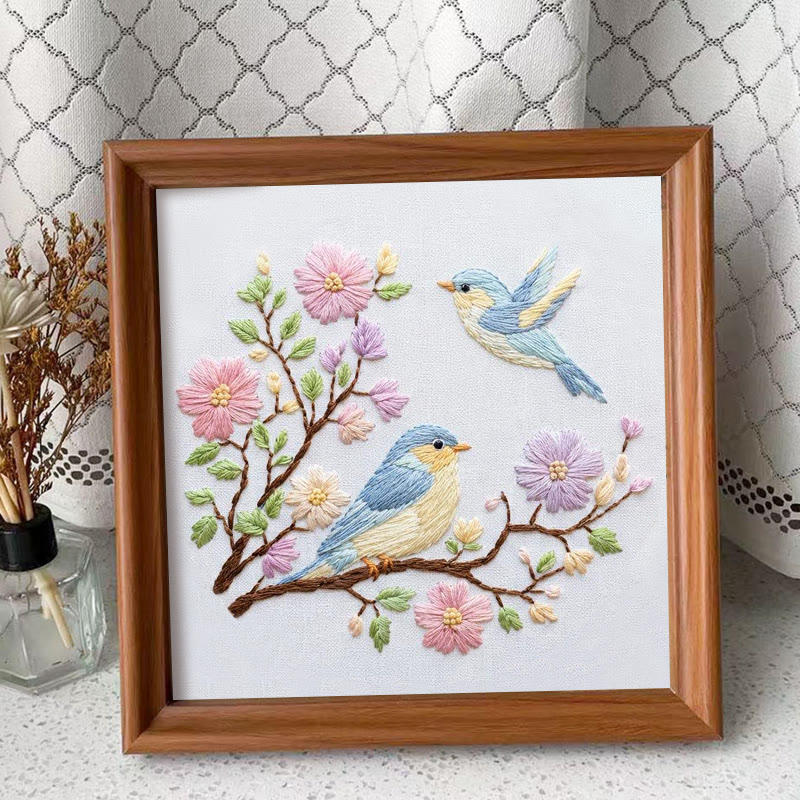 Rubbyoo Embroidery Kit - Bird And Flower | Beginner Diy Craft | Handmade Needlepoint For Decoration  - Embroidery Kit Plus An Extra Frame - image 9