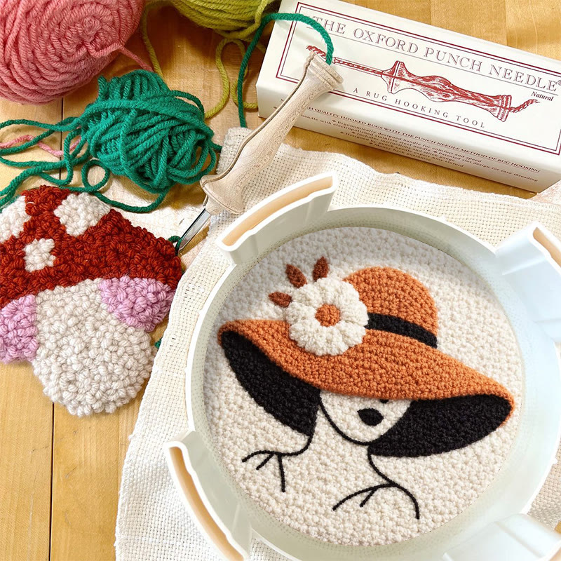 Floral Hat Lady Silhouette Punch Needle Kit - Fun Handcraft Option | Beginner Friendly Home Accent Pick - image 12