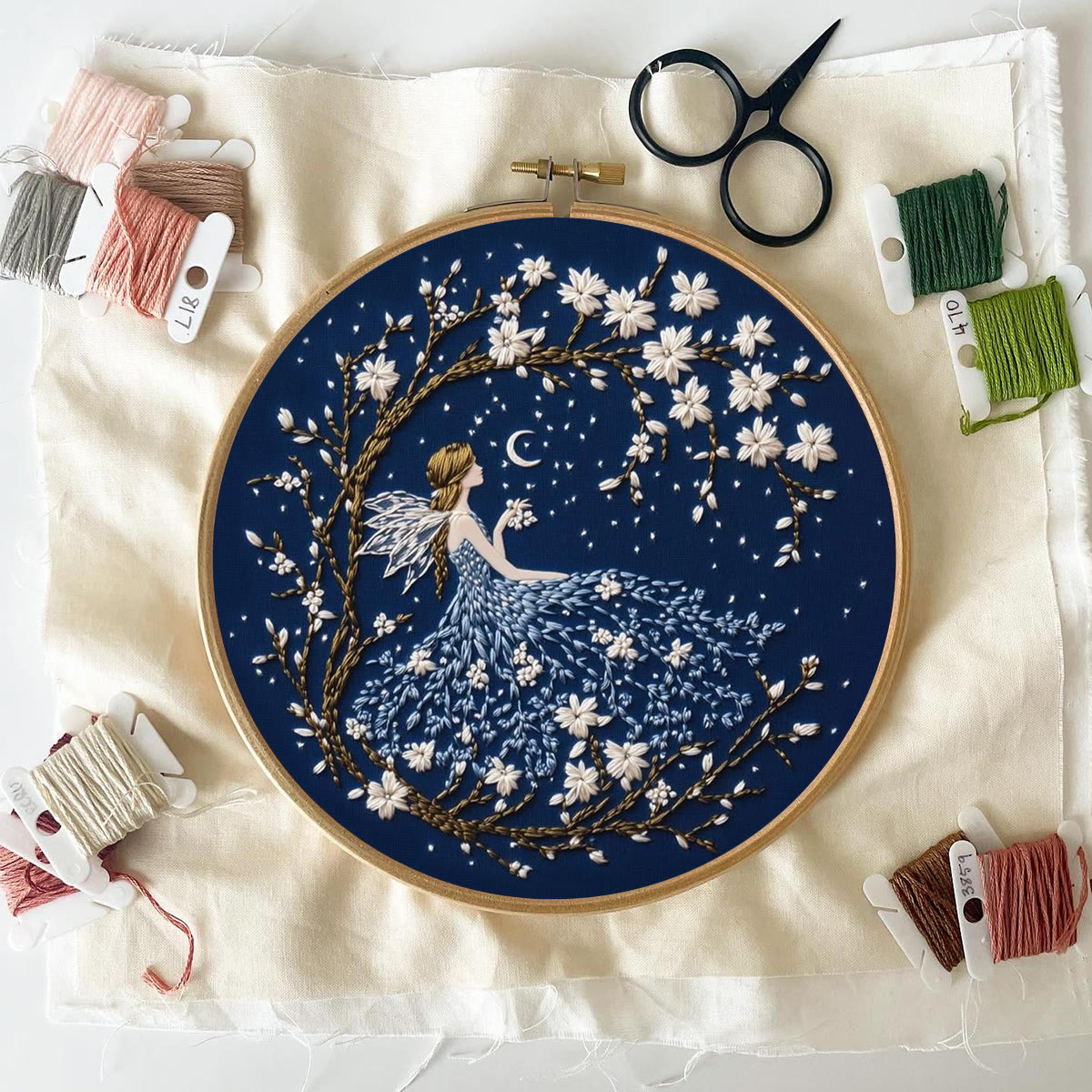Rubbyoo Embroidery Kit - Blue Fairy |  Pretty Handmade Sewing Kit | Elegant Fairy-Tale Motif Gift For Her - image 9