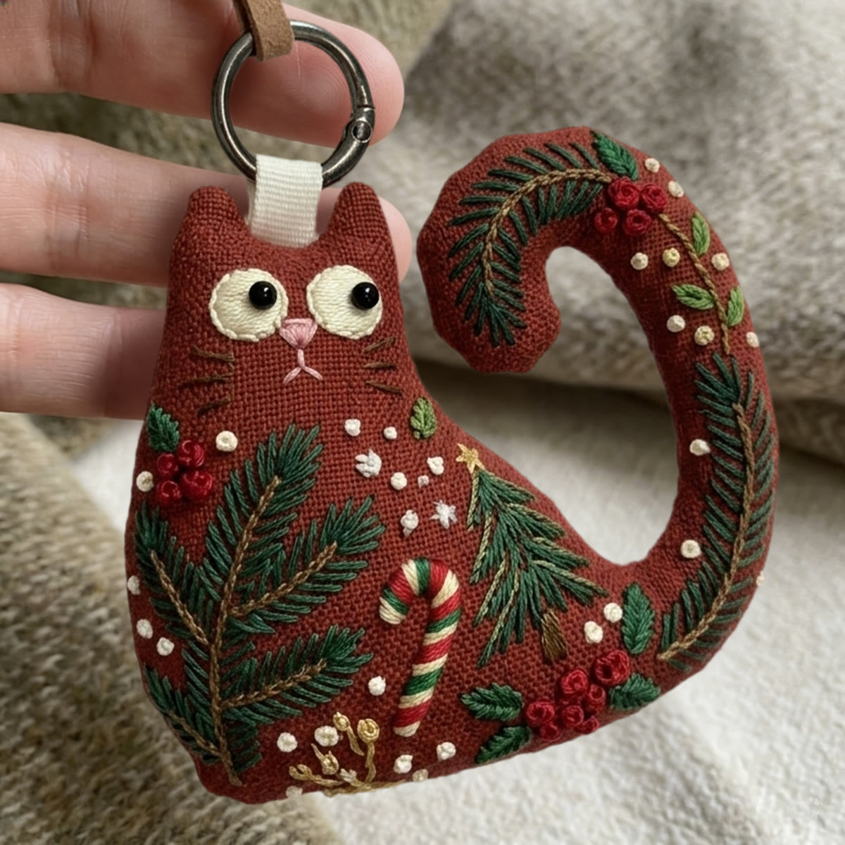 Rubbyoo Cat Embroidery Kit - Christmas Tree And Pine | Cute Gift For Her | Holiday Party Favor - image 7