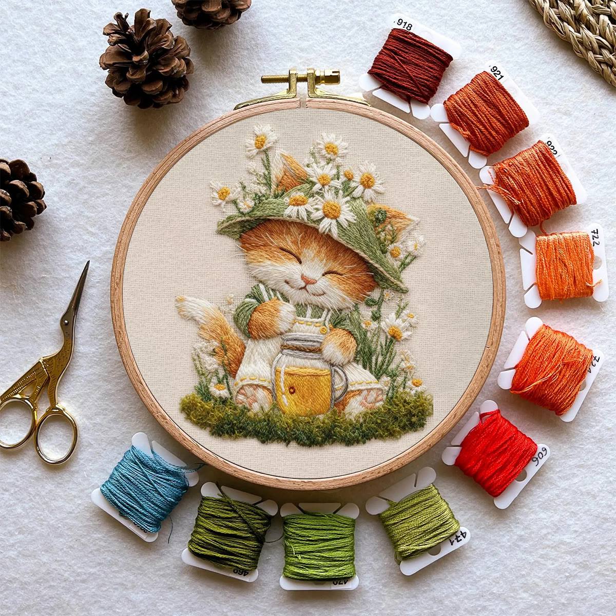 Rubbyoo Embroidery Kit - Floral Kitten | Lovely Animal Art | Gift For Home Decoration  - image 11