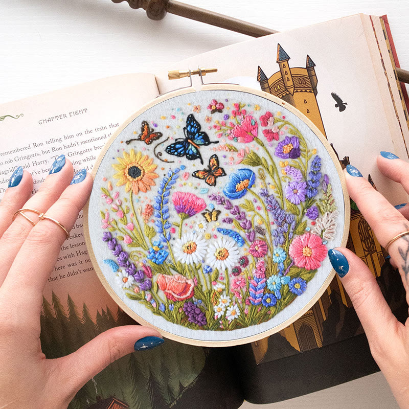 Rubbyoo Embroidery Kit - Beautiful Wildflowers | Floral Hoop Art | Diy Anniversary Craft - image 11