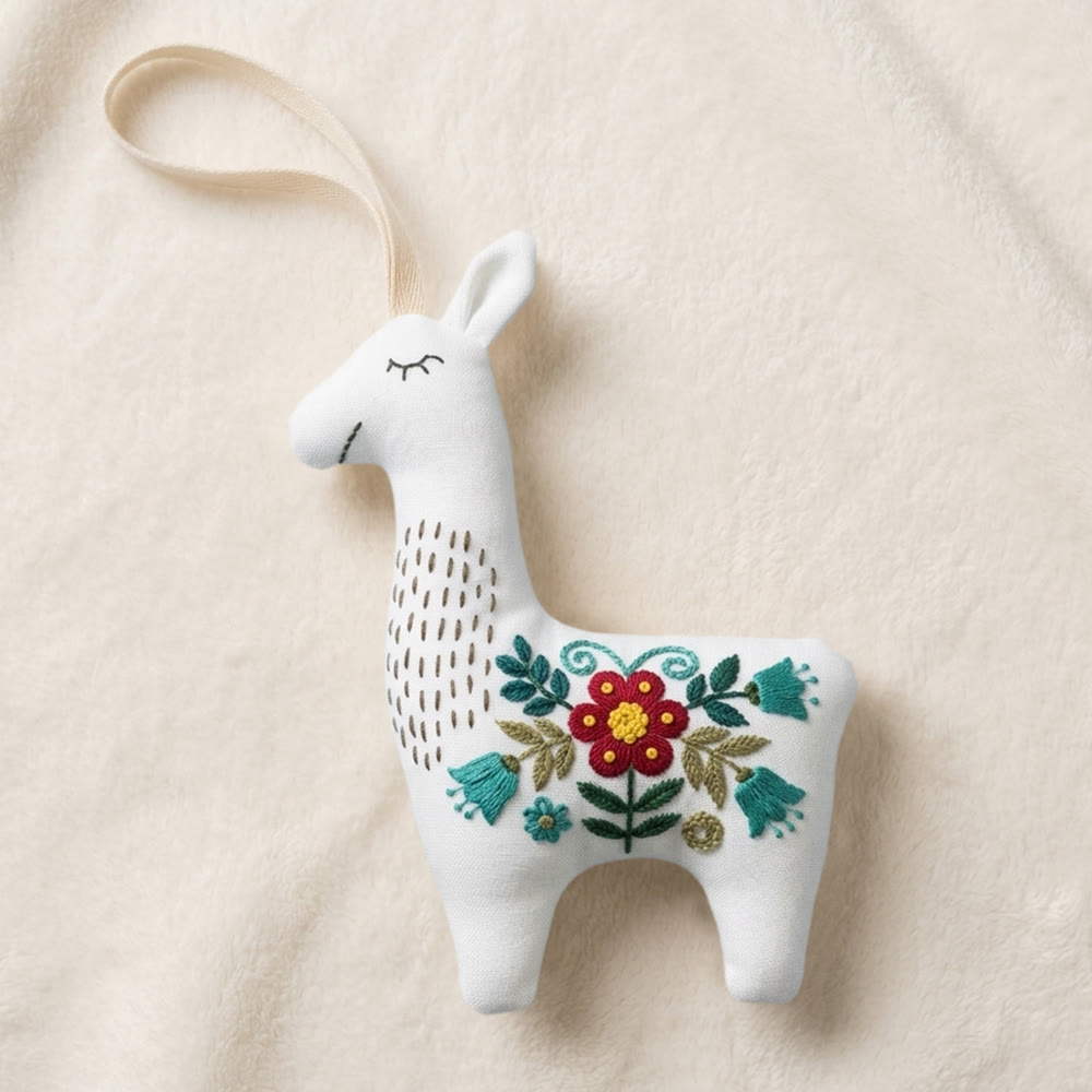 Rubbyoo Llama Embroidery Kit - Red Blossom | Keepsake Gift For Her | Handmade Floral Ornament - image 5