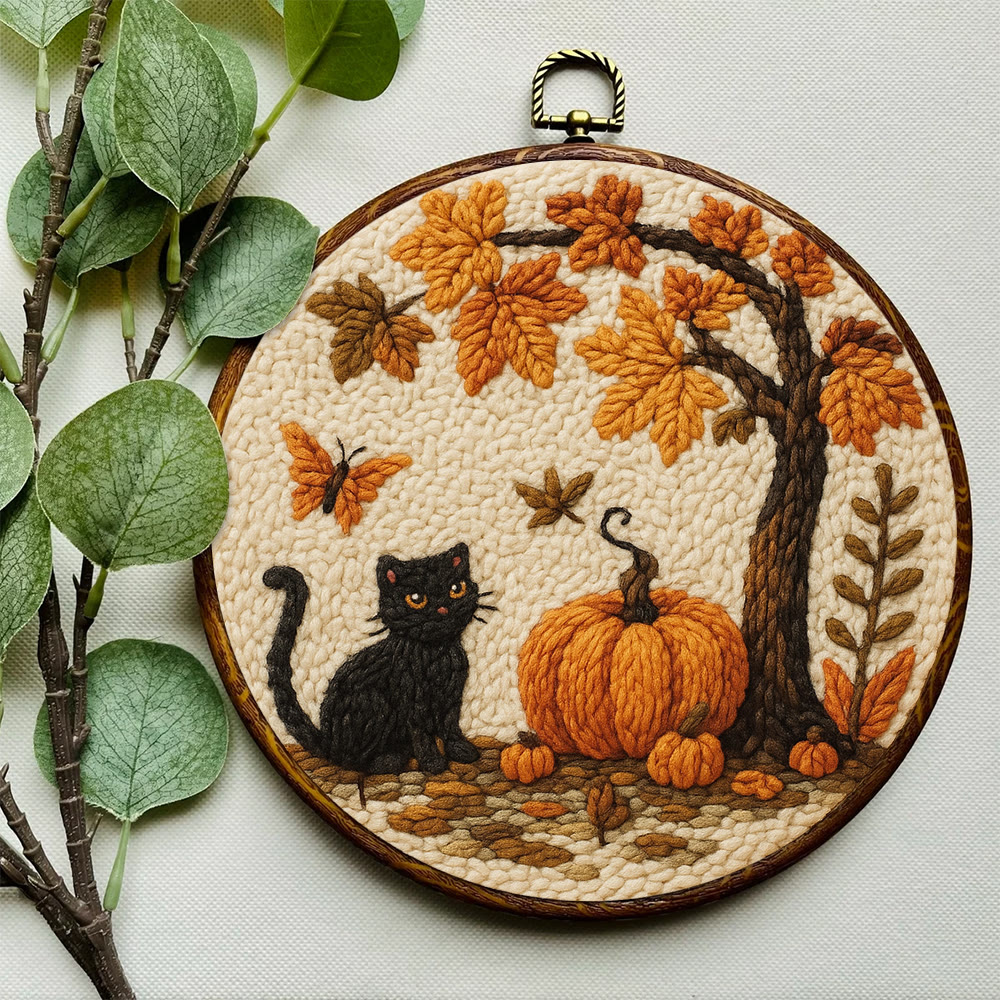 Halloween Autumn Punch Needle Kit - Diy Punch Needle Coaster | Halloween Pumpkin Handicraft | Easy Festival Decoration - image 5