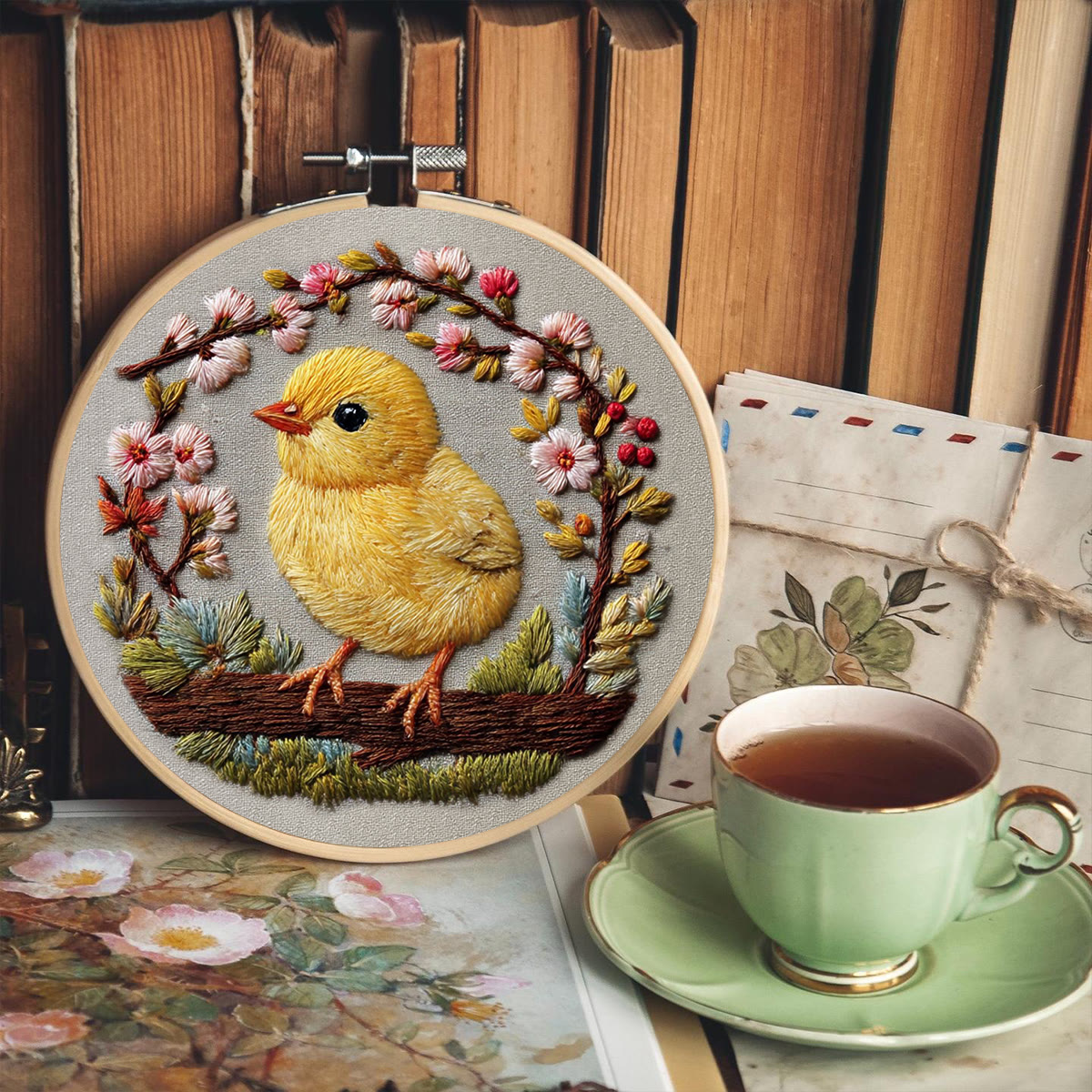 Rubbyoo Embroidery Kit - Floral Chick | Cute Animal Art | Beginner Stitch Craft - image 7