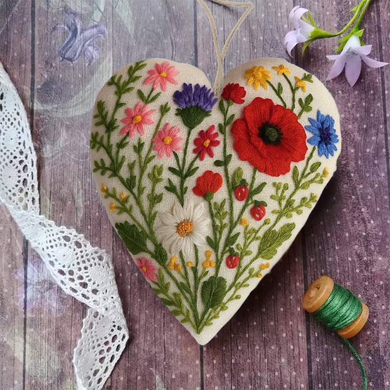 Rubbyoo Heart Embroidery Kit - Charming Garden | Diy Colourful Handicraft | Perfect Gift For Flower Lover - image 3