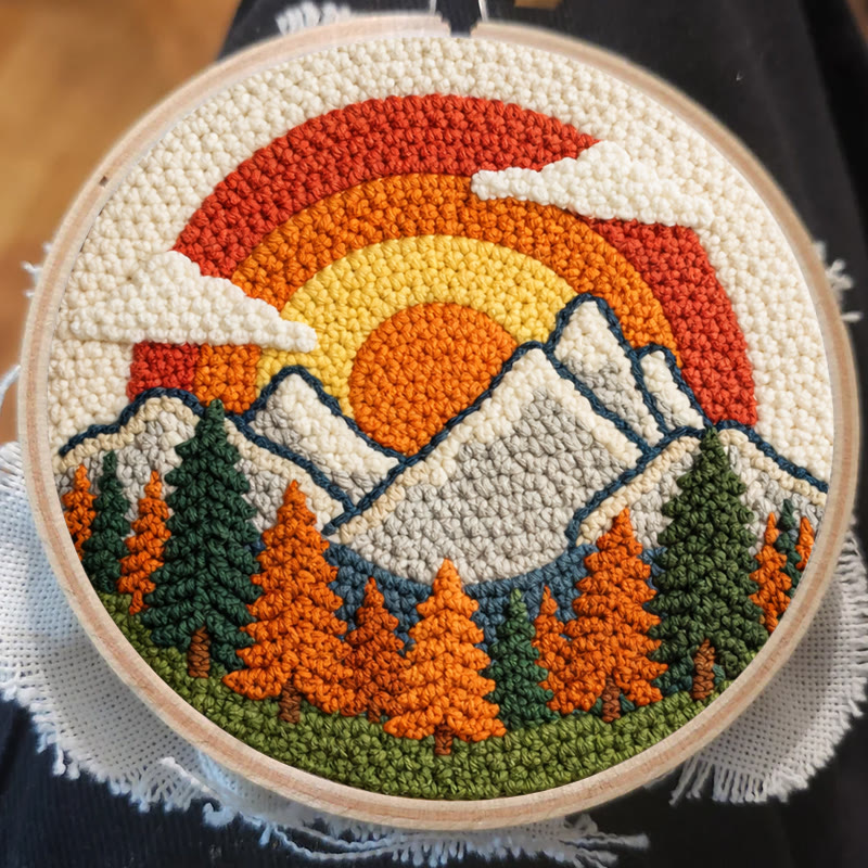 Vibrant Rainbow Mountain Sunrise Punch Needle Kit – Cheerful Handcraft Creation | Newbie-friendly Diy Project - image 8